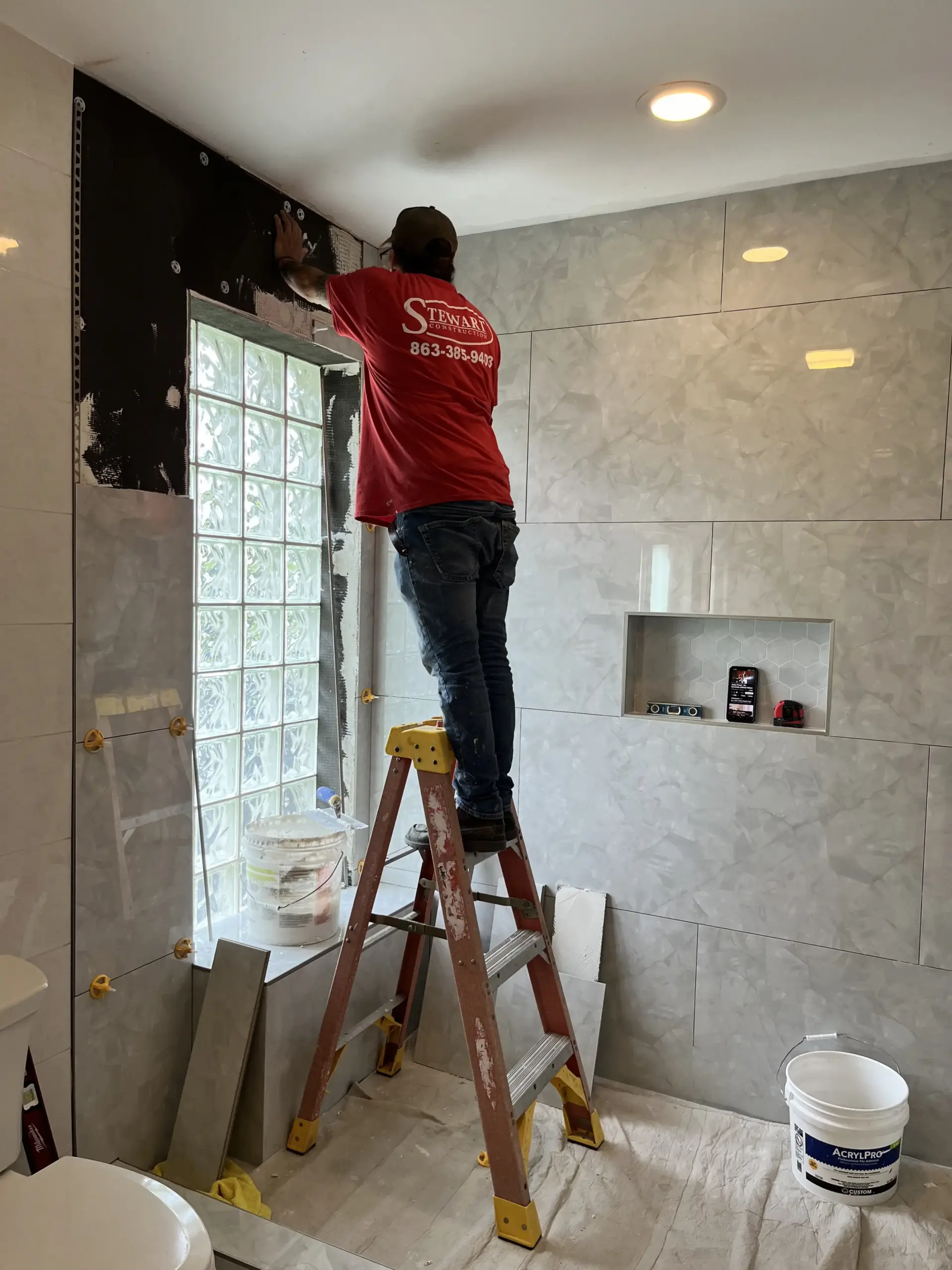 in progress bathroom shower in Sebring, Florida
