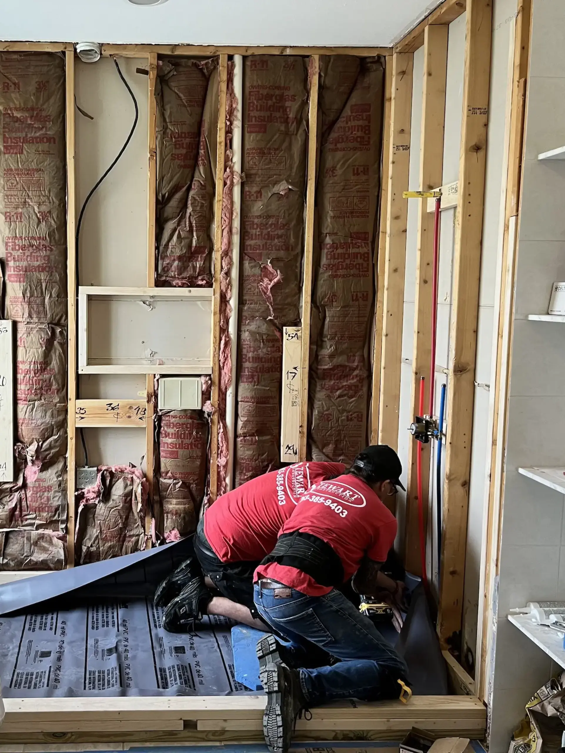 Stewart Construction field crew remodeling a bathroom in Highlands Couty, Florida