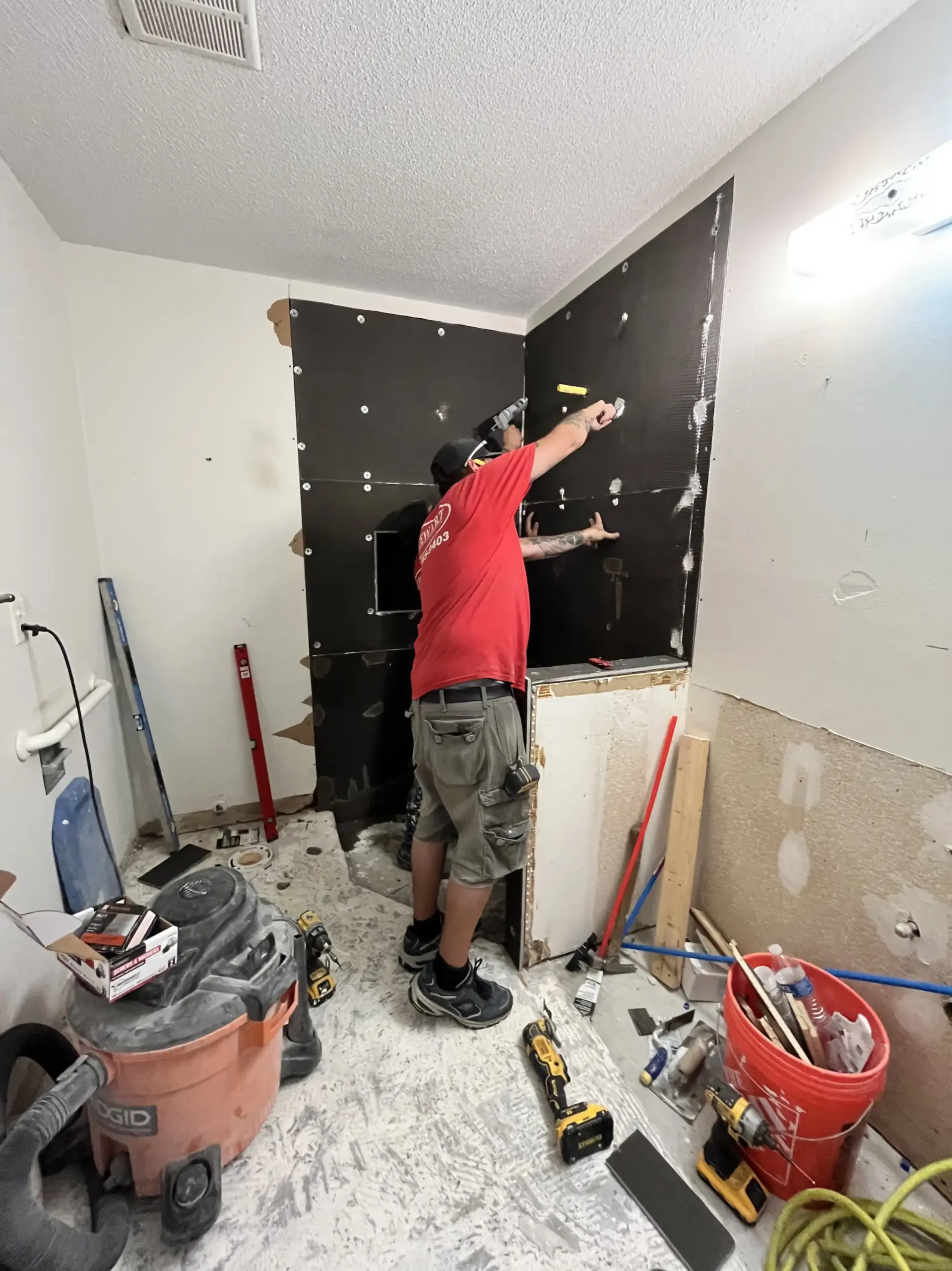 Stewart Construction field crew remodeling a bathroom in Sebring, Florida