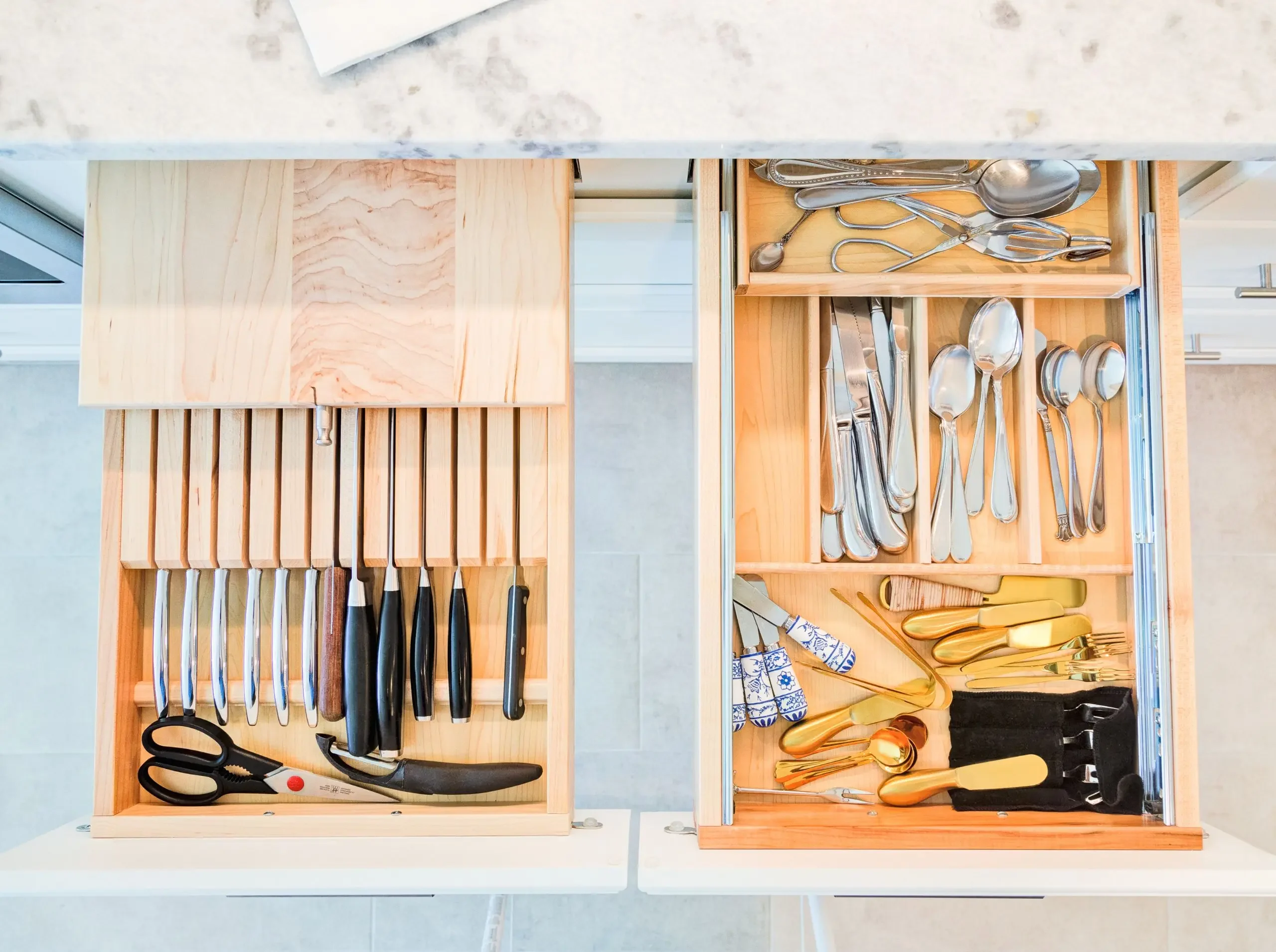custom cabinetry storage, knife block and cutlery in Highlands County