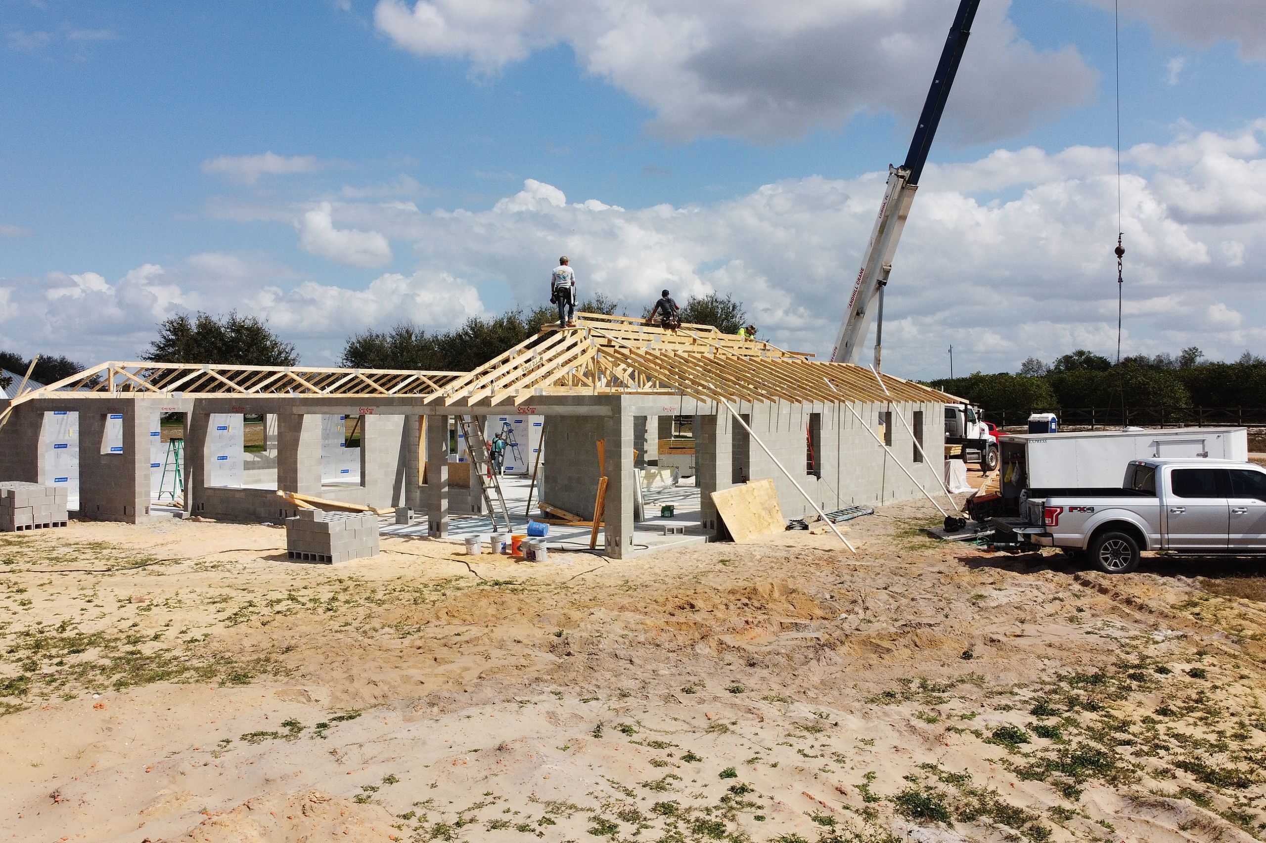 in progress framing of a residential new construction Sebring FL
