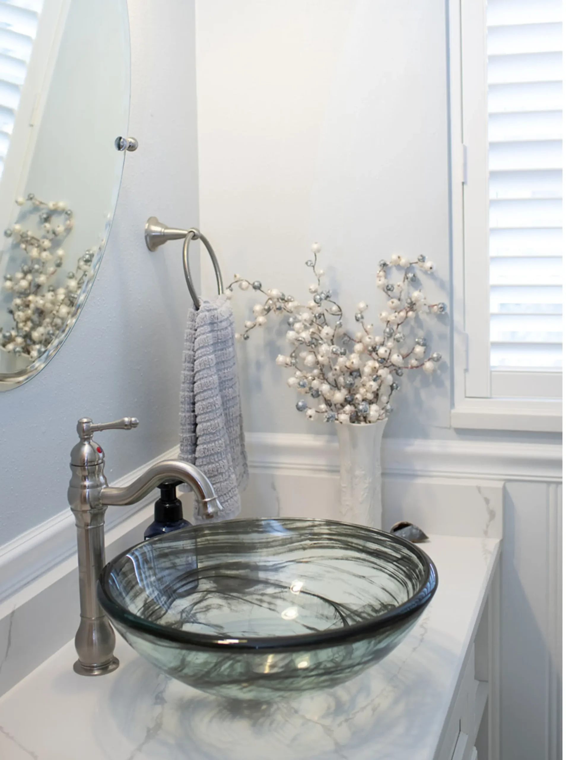 Decorative vessel sink adding personality to bathroom design